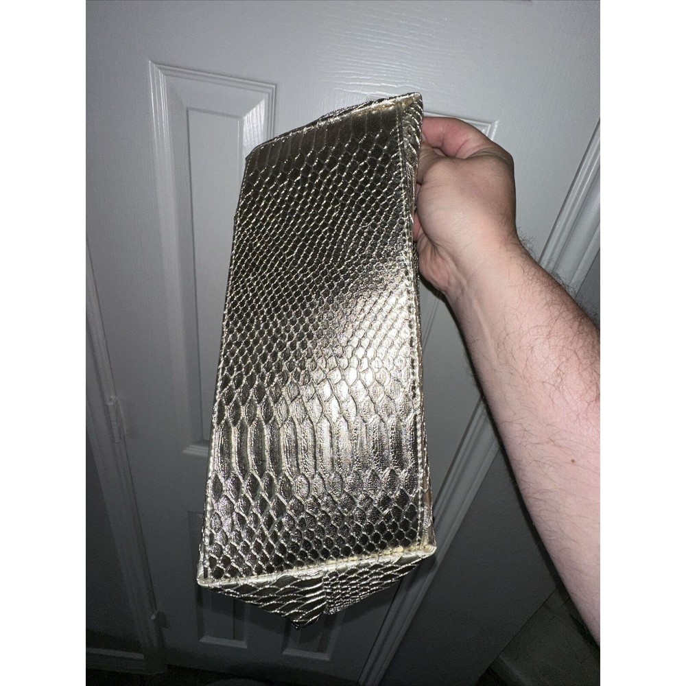 Neiman Marcus Gold Metallic Tote Python Snakeskin… - image 3